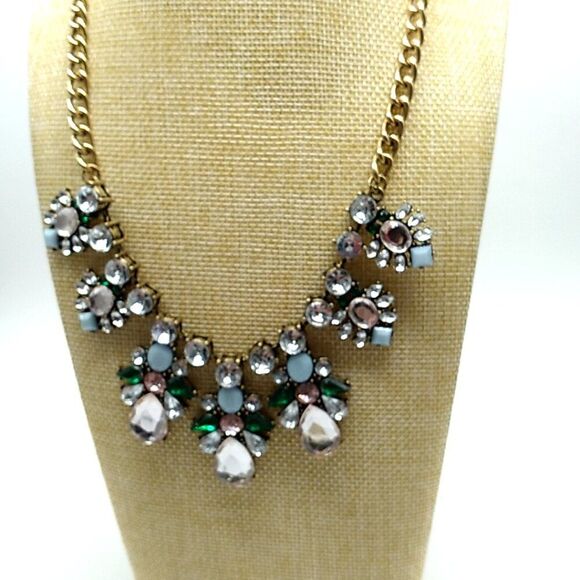 Rhinestone Multi-Color Gold-tone Statement Necklace - Picture 7 of 16